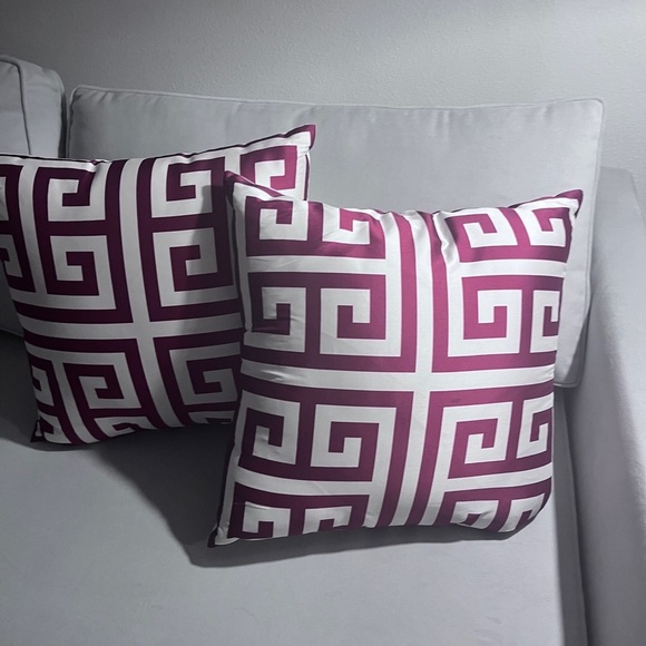 Red Stripped Decorative Throw Pillows Set of 2 - Picture 6 of 11